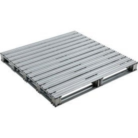 GLOBAL EQUIPMENT Global Industrial„¢ Stackable Open Deck Pallet, Galvanized Steel, 2-Way, 48"x48", 8000 Lb Stat Cap BYQ442884